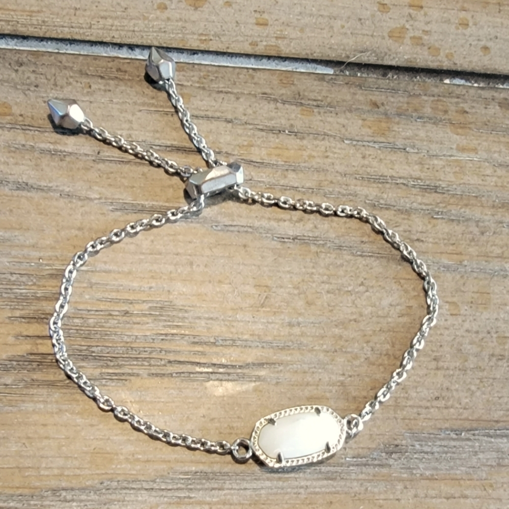 Kendra Scott silver and mother of pearl bracelet.